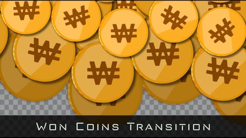 Modern Animated Falling Korean Won Coins