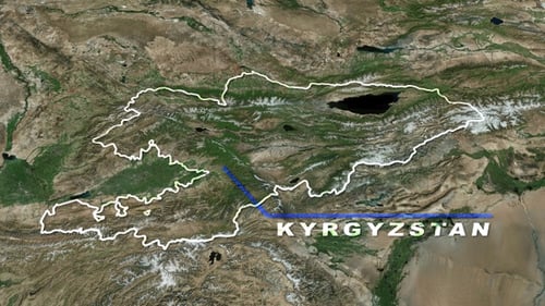 Animated World Map Zoom with Kyrgyzstan Country Highlight