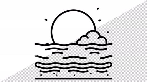 Animated Minimalist Sun and Sea Weather Icon