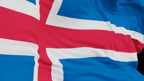 Realistic Waving Flag of Iceland Vertical Animation
