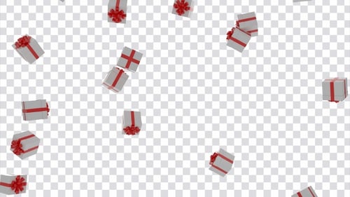 Gift boxes falling on alpha channel background