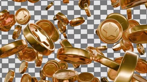 Falling Golden Star Coins Animation for Rewards and Achievements