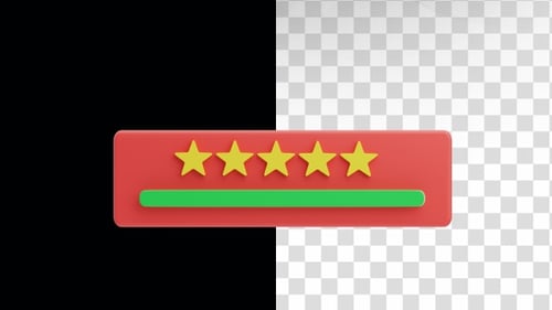 3D Animation of Five Star Rating Review