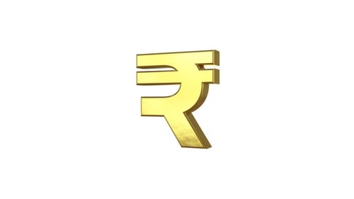 Animated Golden 3D Indian Rupee Currency Symbol Rotation