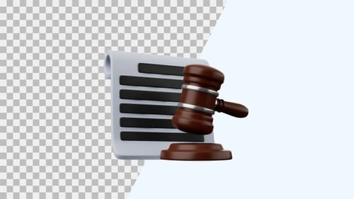 3D Gavel and Legal Document Animation for Justice