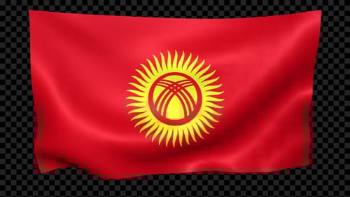 Kyrgyzstan National Flag Waving Loop Animation with Alpha Channel