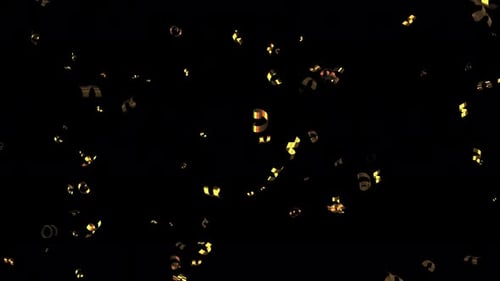 Gold confetti falling animation with alpha channel