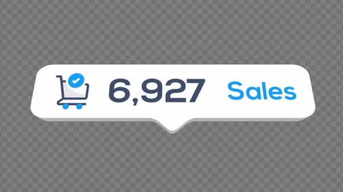 Animated Sales Counter Pop-Up with Shopping Cart Icon