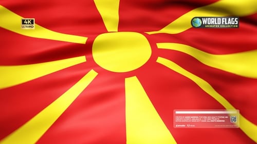 North Macedonia Flag Waving Seamless Loop