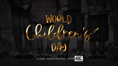 Animated Metallic Calligraphic World Children's Day Title Reveal