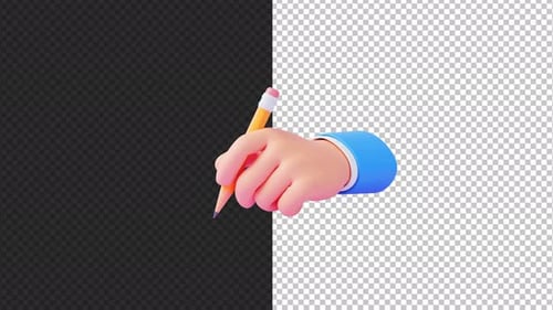 Animated 3D Cartoon Hand Writing with Pencil