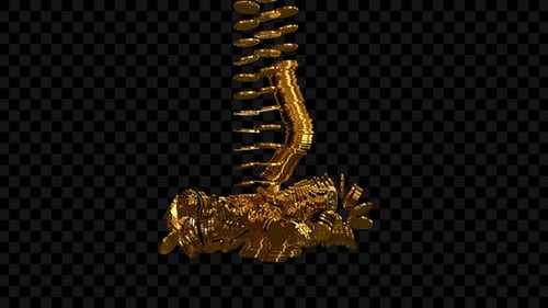 3D Gold Coins Falling and Accumulating Animation