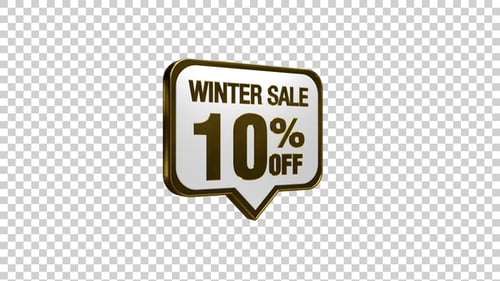 Winter Sale Badge 10 Percent Off Golden