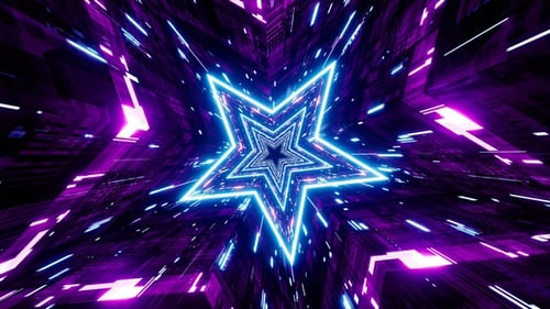 Cyber Neon Star Light Vj Background Loop