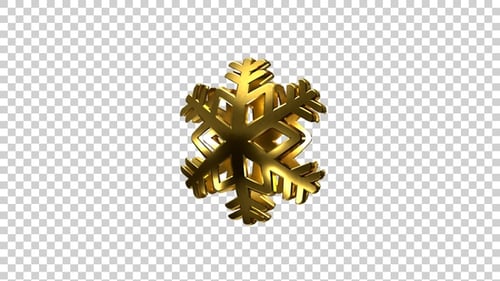 Golden 3D Snowflake Rotating Loop V13