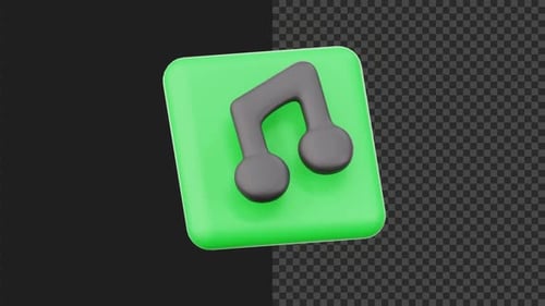 Animated Green 3D Music Note Icon Bouncing and Wiggling