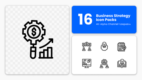 Animated Business Strategy Line Art Icons Pack