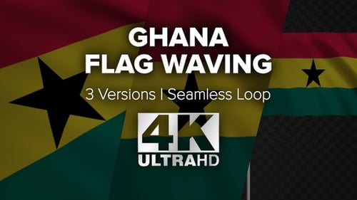 Realistic Waving Ghana Flag Animation Loop