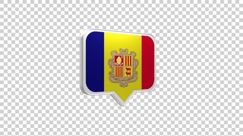 3D Andorra Flag Speech Bubble Communication Icon Animation