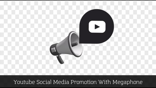 3D Megaphone Animation with YouTube Icon for Announcements