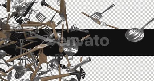 Dynamic Kitchen Utensils Swirling Reveal Animation
