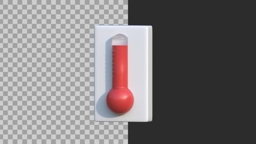 Icono de termómetro caliente animado en 3D