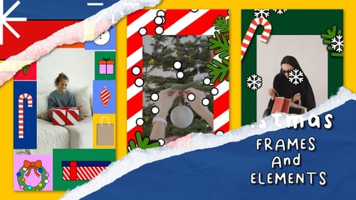 Hand-Drawn Christmas Frames and Elements for Social Media