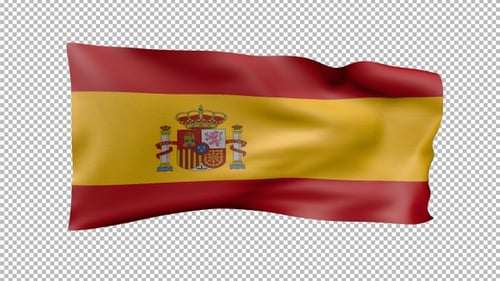 Realistic Waving Flag of Spain Animation