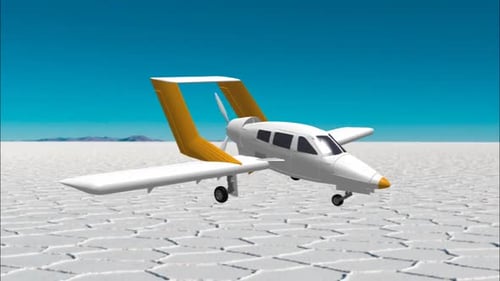 Animated Small Private Airplane 3D Model with Spinning Propeller