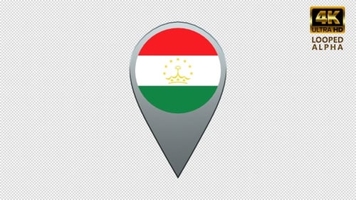 Tajikistan Flag Rotating 3D Map Pointer Animation