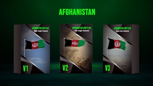 Three Realistic Waving Afghanistan Flag Loop Animations