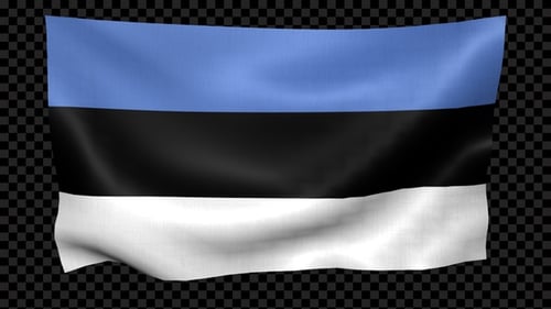 Realistic Waving Estonia Flag Animation with Alpha Channel