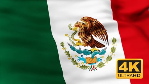 Waving Mexican Flag with Natural Fabric Motion