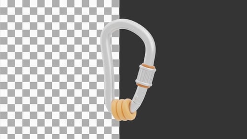 3D-Animation eines robusten Karabiners für sichere Befestigungen | Alpha Channel