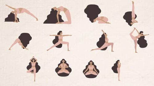 Animated Flat Design Yoga Poses Collection