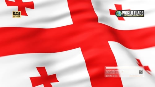 Flag of Georgia Waving in Wind with Realistic Fabric Detail