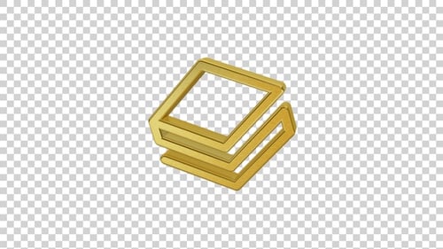 Golden 3D Abstract Geometric Symbol Rotation Loop