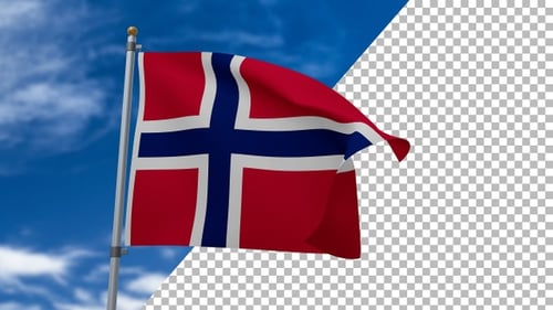 Animated Norway Flag Waving in Realistic Wind