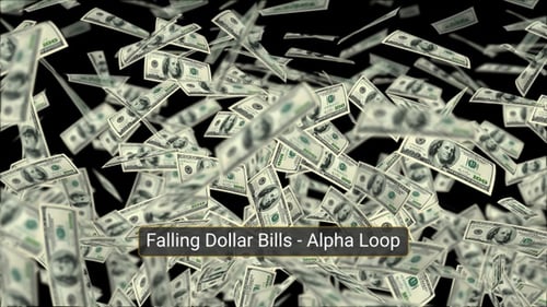Falling Dollar Bills - Transparent Alpha Loop