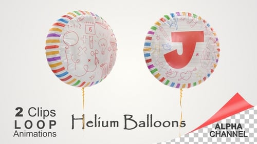 Animated Balloon with Educational Doodles and Rotating Movement