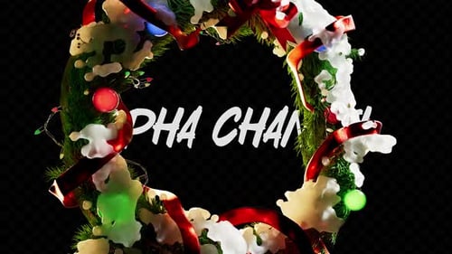 Animated Christmas Wreath with Snow and Festive Elements