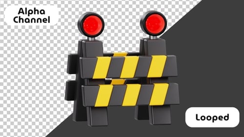 3D Road Barrier Animation | Construction and Safety | Alpha Channel