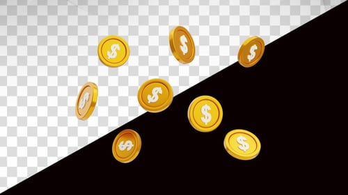 Falling Gold Dollar Coins 3D Animation Overlay