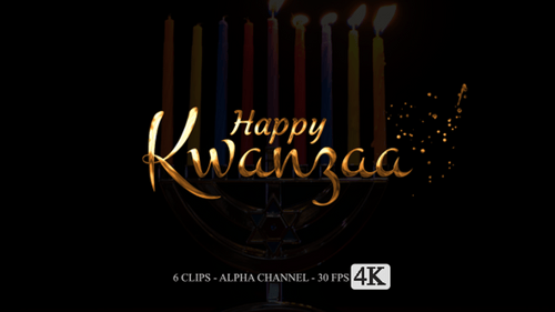 Happy Kwanzaa Elegant Metallic Text Reveal Animation