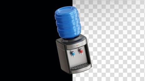 3D Animated Water Cooler with Dispensing Action