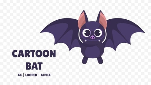 Cartoon-Fledermaus - Halloween Alpha Looped + 4K