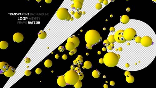 Animated 3D Funny Emojis Floating on Black Seamless Loop
