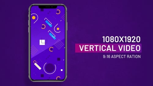 Memphis style looping geometric background pattern vertical video for social media posts
