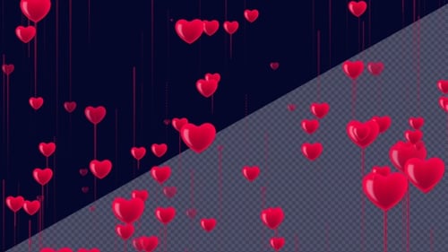 Romantic Red Hearts Falling Seamless Loop Background