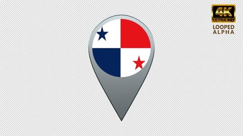 Rotating 3D Location Pin with Panama Flag